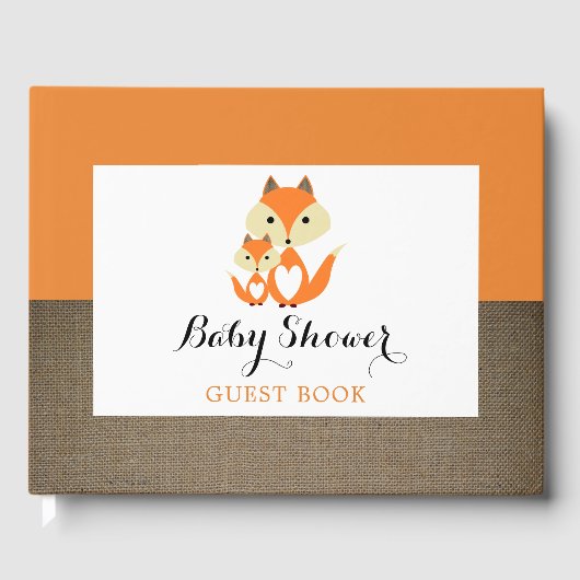 Livre D'or Baby shower Orange Fox Burlap (Recto)