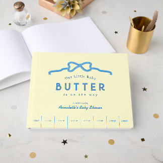 Livre D'or Baby Shower Petite Bébé Ruban Bleu Beurre