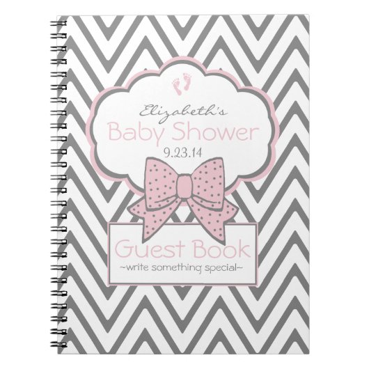 Livre d'or Baby shower rose et Chevron - (Devant)
