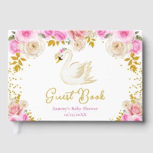 Livre D'or Baby Shower Rose Pink et Or Cygne