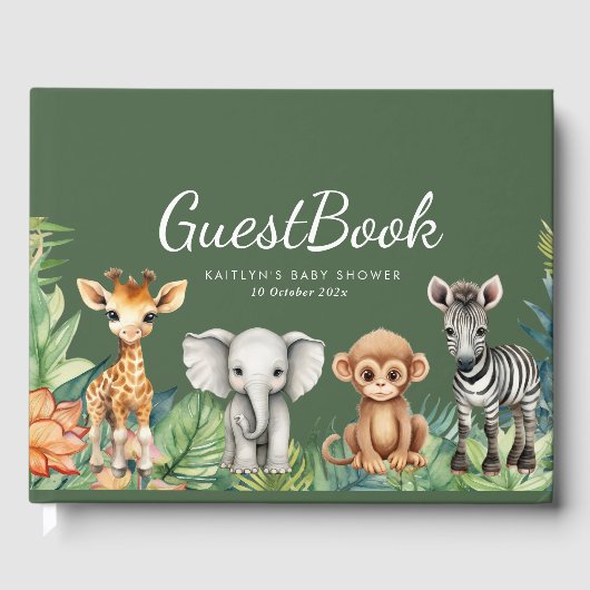 Livre D'or Baby shower Safari Wild One Jungle (Recto)