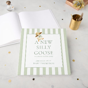 Livre D'or Baby-Shower Silly Goose Sage Stripes
