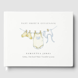 Livre D'or Baby shower simple et neutre en tissu jaune