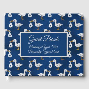 Livre D'or Baby shower Stork bleu marine Personnalisé
