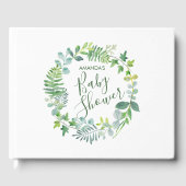 Livre D'or Baby shower Vert aquarelle couronne (Recto)