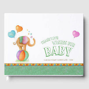 Livre D'or Baby shower vert d'eau d'éléphant de cirque