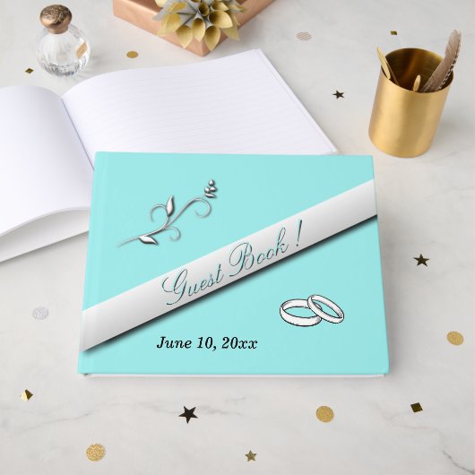Livre D'or Bagues de mariage Aqua Mariage (Recto ouvert)