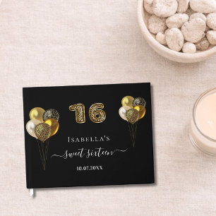 Livre D'or Ballons imprimés léopard or noir pour Sweet 16