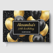 Livre D'or Balloon Noir Or Chic Anniversaire (Recto)