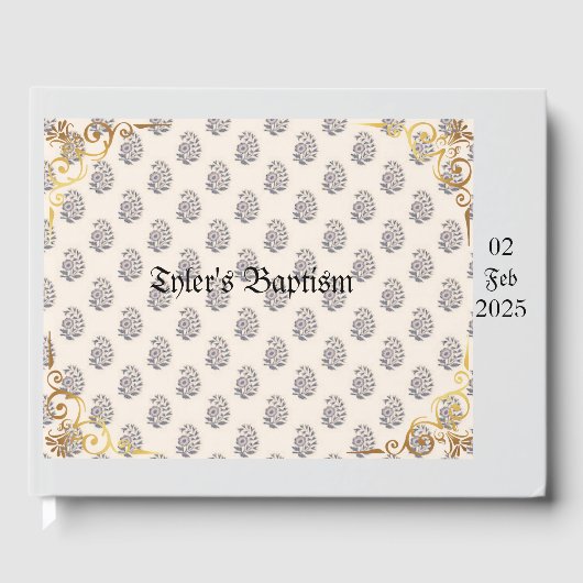 Livre D'or Baptême classique et orné, personnalisable (Recto)