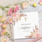 Livre d'or baptême herbe de pampas rose rose fille