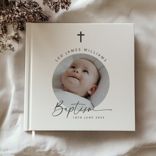 Livre D'or Baptism Round Photo 