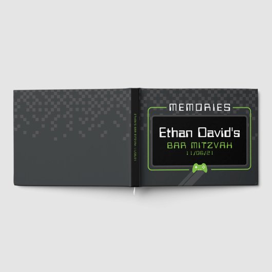 Livre D'or BAR MITZVAH ACCUEIL Joueur cool tendance vert noir (Complet)