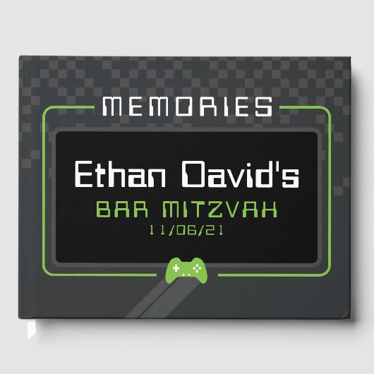 Livre D'or BAR MITZVAH ACCUEIL Joueur cool tendance vert noir (Recto)