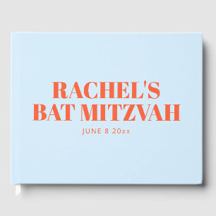 Livre D'or Bar Mitzvah Moderne Bleu Orange Personnalisé