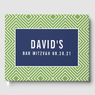 Livre D'or BAR MITZVAH moderne géométrique motif marine vert