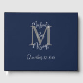Livre D'or Bar Mitzvah Monogram Blue Grey Blanc Connexion (Recto)
