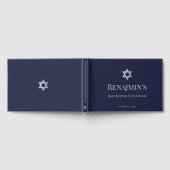 Livre D'or Bar Mitzvah Navy Blue Faux Silver Star of David (Complet)