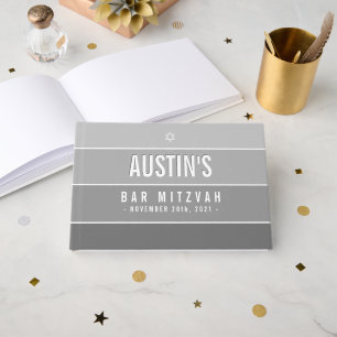 Livre D'or BAR MITZVAH ombre gris moderne gras