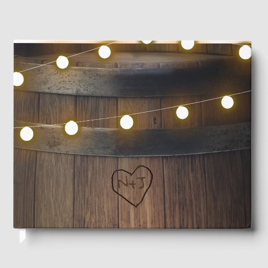 Livre D'or Baril en bois Carved Heart Lights Mariage rustique (Recto)