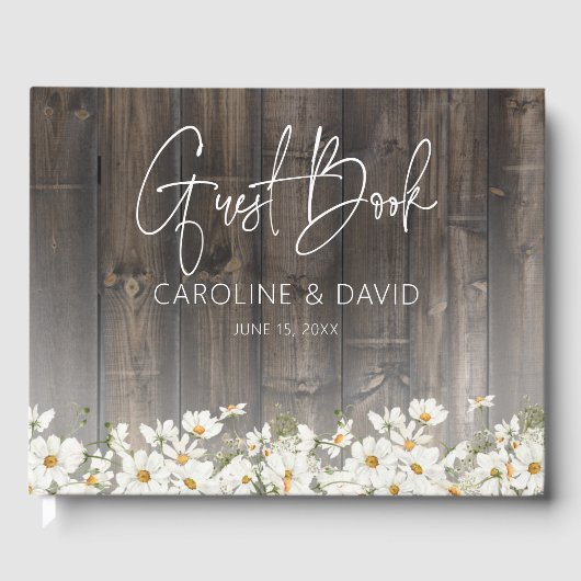 Livre D'or Barnwood and Daisies Rustic Wedding (Recto)