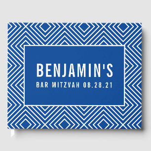 Livre D'or BAT MITZVAH moderne géométrique motif bleu royal