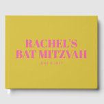 Livre D'or Bat mitzvah moderne mignon rose jaune Personnalisé<br><div class="desc">Livre d'hôtes personnalisé moderne Bat MitzvahCute rose et jaune</div>