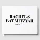 Livre D'or Bat mitzvah moderne noir et blanc Personnalisé<br><div class="desc">Livre d'hôtes personnalisé Bat mitzvah moderne noir et blanc</div>