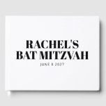 Livre D'or Bat mitzvah moderne noir et blanc Personnalisé<br><div class="desc">Livre d'hôtes personnalisé Bat mitzvah moderne noir et blanc</div>