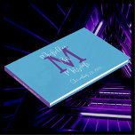 Livre D'or Bat mitzvah Monogram Sky Blue Purple White Connexi<br><div class="desc">Cet élégant parti Bat mitzvah minimaliste Guest Book a un arrière - plan bleu ciel, monogramme violet et texte de script blanc. Facile à personnaliser, il suffit de modifier ou de supprimer le nom de l'exemple et le texte sur l'avant et la colonne vertébrale. Tous droits réservés © 2024 Alan...</div>