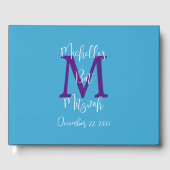 Livre D'or Bat mitzvah Monogram Sky Blue Purple White Connexi (Recto)