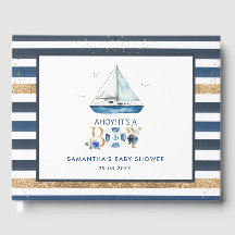 Bateau bleu nautique Ahoy C'est un Baby shower gar