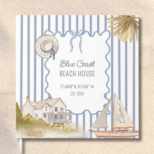 Livre D'or Beach House Blue Coastal Chic Information de l'inv