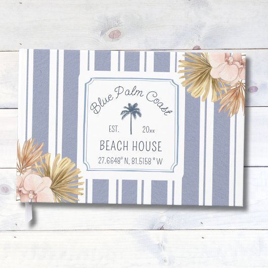 Livre D'or Beach House Blue Stripes Côte Boho Ferme