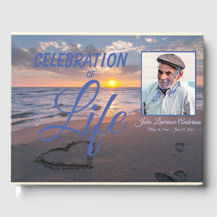 Livre D'or Beach Sunset Celebration Life Blue Guest Book