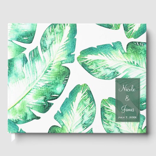 Livre D'or Beachy White Green Feuille Mariage (Recto)