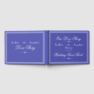 Livre D'or Beau Bleu Chic Script Élégant Mariage Bleu