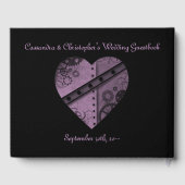 Livre D'or Beau coeur de steampunk violet sur noir (Verso)