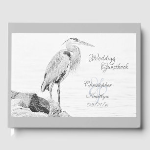 Livre D'or Beau Mariage de croquis d'oiseaux d'eau de Héron b
