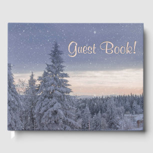 Livre D'or Beau paysage d'hiver Texte personnel dans la colon