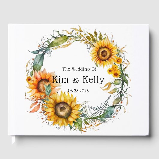 Livre D'or Beau Sunflower Automne Mariage de Wreath Airy (Recto)