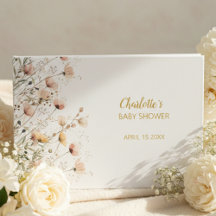 livre d'or bébé fille fleurs sauvages foil