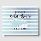 Livre D'or Bébé mignon Bleu Baleine Baby shower rayé (Recto)