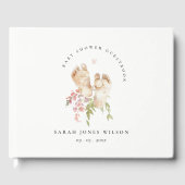 Livre D'or Bébé mignon Pieds Blush Rose Floral Baby shower fi (Recto)