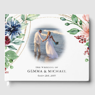 Livre D'or Belle aquarelle Floral & Mariage de verdure