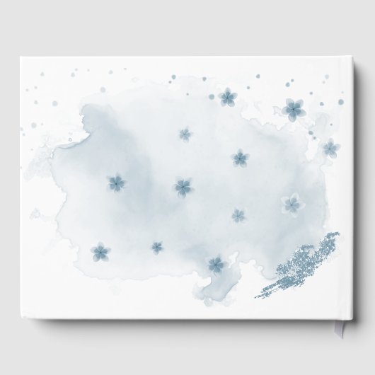 Livre D'or belle couleur bleue fleurs verdure (Verso)