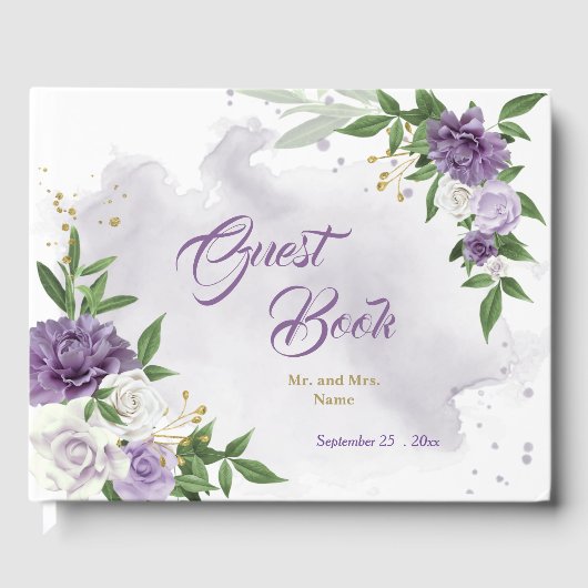 Livre D'or belle couleur violet fleurs verdure (Recto)