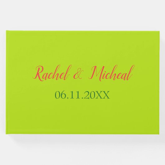 Livre D'or Belle Mariage à thème rose et vert (Devant)