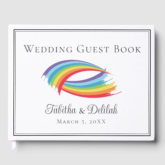 Livre D'or Belle vague arc-en-ciel Mariage LGBT personnalisé (Recto)