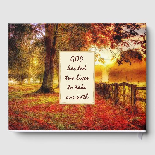 Livre D'or Belle voie Automne Partir Automne Chrétien Mariage (Verso)